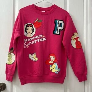 Disney Pink 100 Princess Graphic Sweatshirt (Size XS)